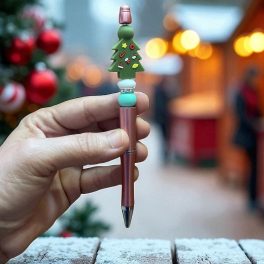   Egyedi mintás szilikon gyöngyös toll - Karácsonyfa figurával
