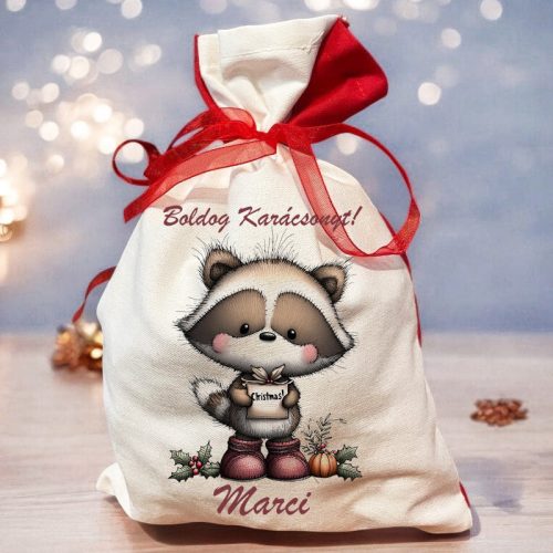 Mikulás zsák saját névvel -  Mosómedve