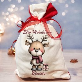 Mikulás zsák saját névvel - szarvas 2