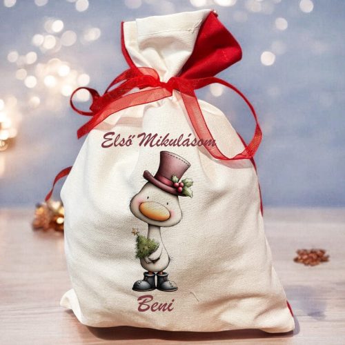 Mikulás zsák saját névvel - kacsa liba