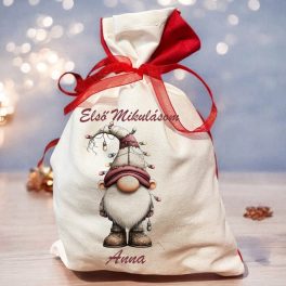 Mikulás zsák saját névvel - manó