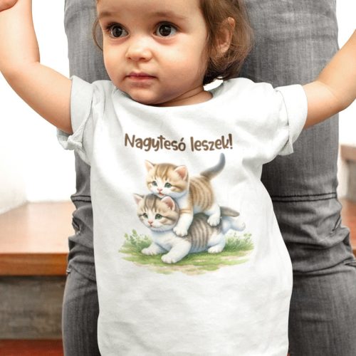 Nagytesó leszek cuki cicás macskás baba body gyerek póló