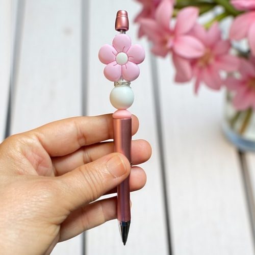 Egyedi mintás szilikon gyönygös toll - virággal