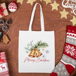 Egyedi mintás vászonszatyor_Karácsonyi harang