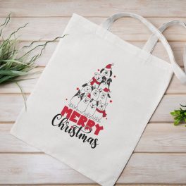 Egyedi mintás vászonszatyor_Karácsonyi kutyás