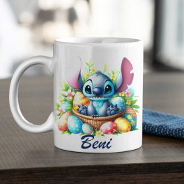 Egyedi mintás Stitch bögre névvel