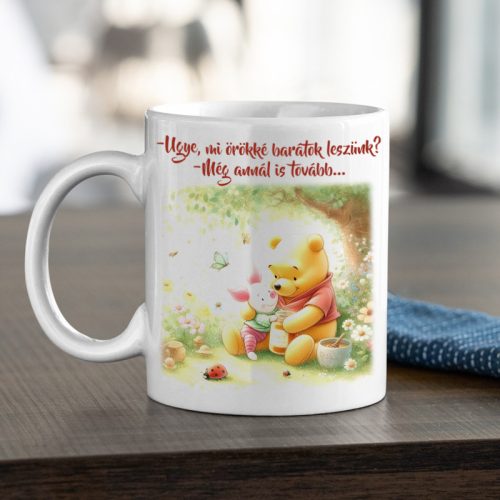Egyedi porcelén bögre - Barátság Micimacko Malacka