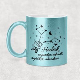 Csillagképes horoszkóp bögre - HALAK - csillámos bögre 
