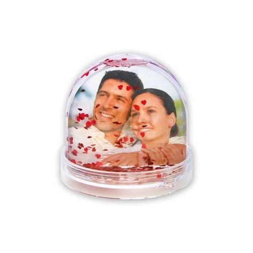 Egyedi fényképes szivecskés hógömb saját fotóddal