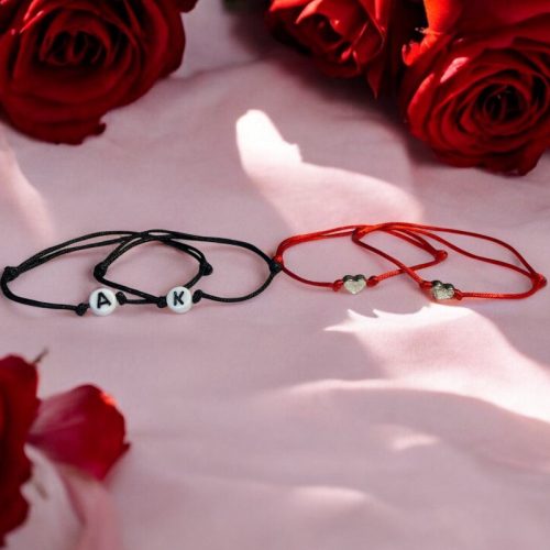 Valentin napi akciós karkötő csomag - betűs karkötő - szív medálos karkötő